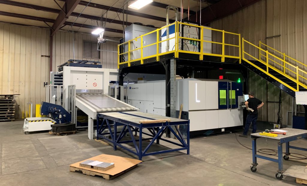 The Trumpf TruLaser 5030 fiber laser sits at Metaltech in Lebanon, MO.