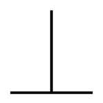 An upside-down "T" makes the GD&T symbol for perpendicularity.